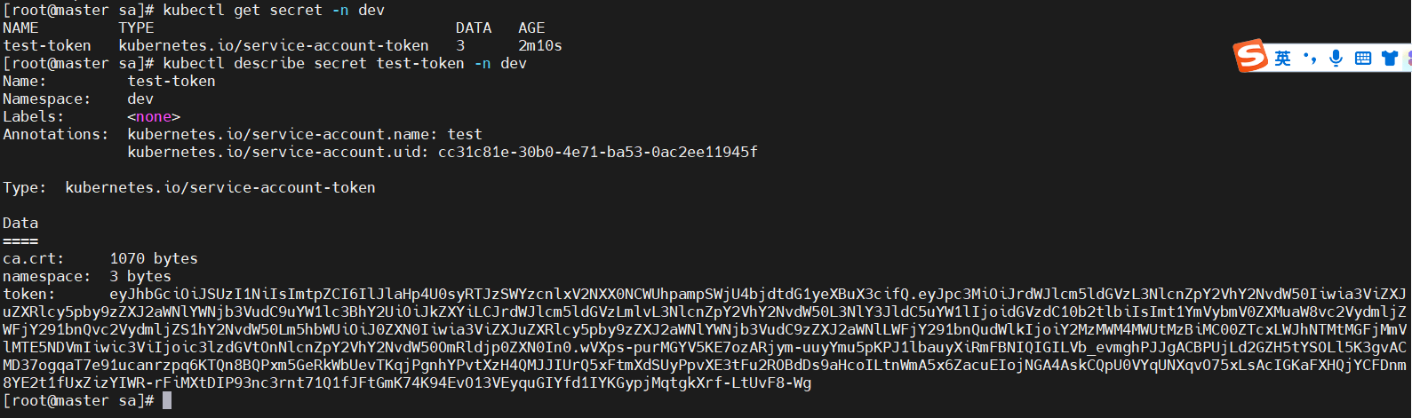 k8s 手动管理 ServiceAccount 的 Secret k8s 手动管理 ServiceAccount 的 Secret