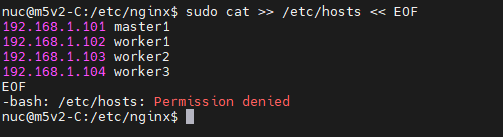 Linux 执行 cat 命令往文件写入内容提示 Permission denied Linux 执行 cat 命令往文件写入内容提示 Permission denied